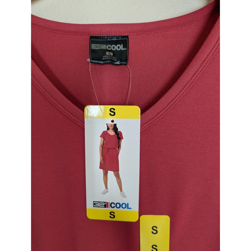 32 Degrees Cool Women's Crew Neck Short Sleeve Dress, Garnet Rose, Size Small - Picture 2 of 9